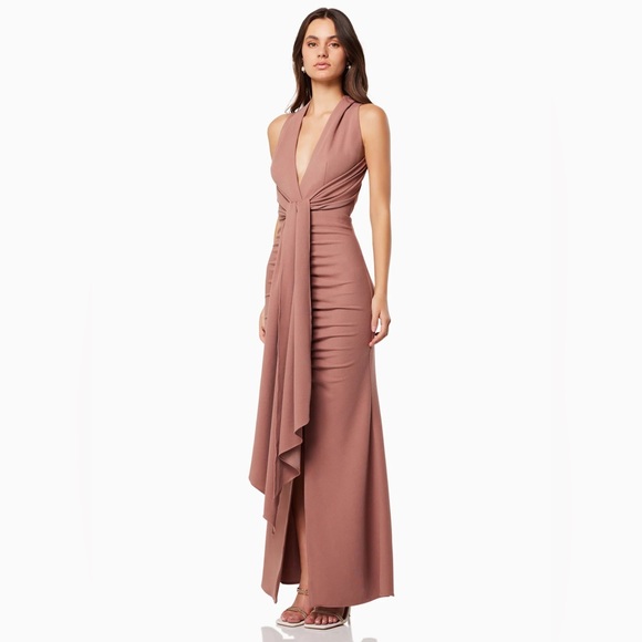 Elliatt Zephyrs Halterneck Gown in Tan, NWT, Small - Picture 3 of 6